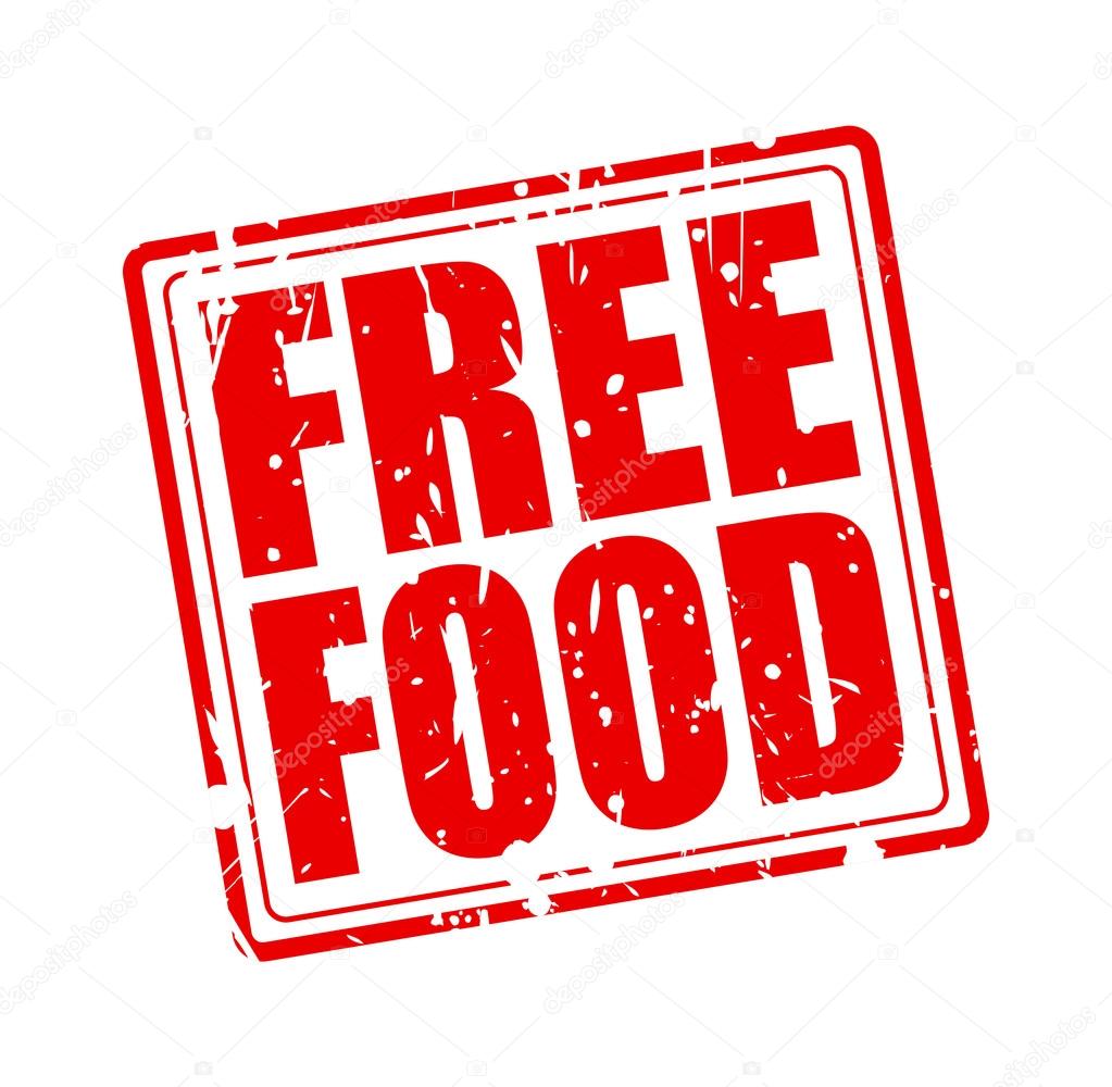 FREE FOOD red stamp text