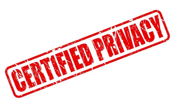 CERTIFIÉ PROTECTION DE LA VIE PRIVÉE texte du timbre rouge — Image vectorielle