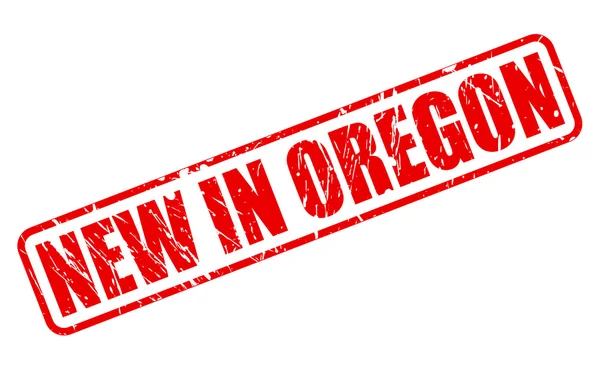 Nieuwe In Oregon rode stempel tekst — Stockvector