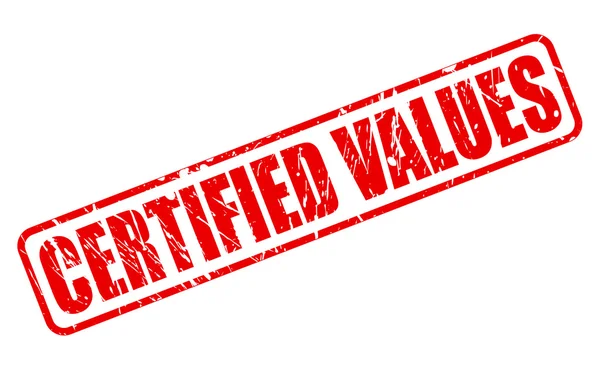 VALORES CERTIFICADOS texto carimbo vermelho — Vetor de Stock