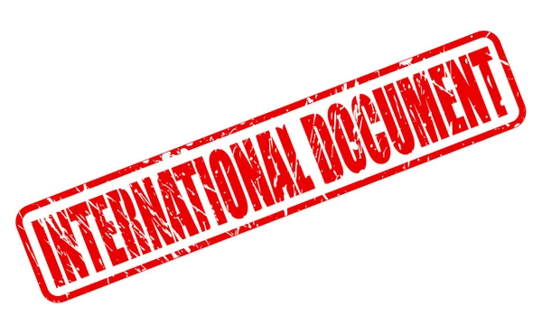 Tekst czerwony znaczek międzynarodowego dokumentu — Wektor stockowy