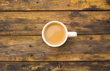 Kahve fincanı Üstten Görünüm tablo ahşap üzerine