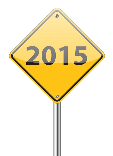 2015 on yellow traffic sign — Stock Vector