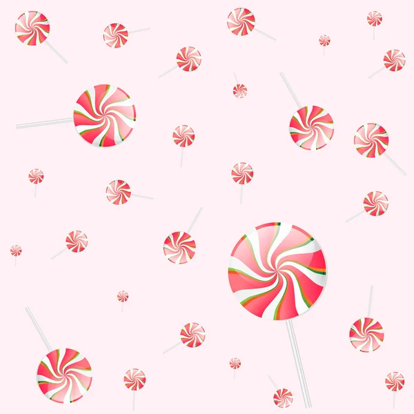 Roze lollipop patroon op roze — Stockvector