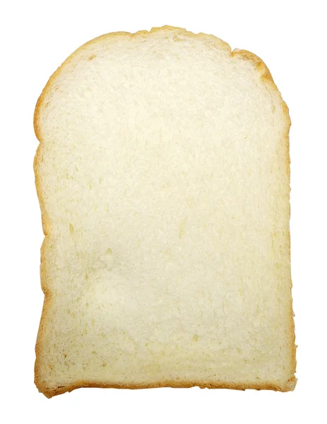 Φέτα λευκού ψωμιού που απομονώνεται σε λευκό — Φωτογραφία Αρχείου