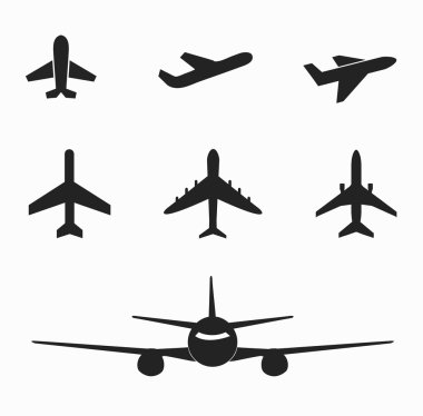 Set of airplane icon on white clipart