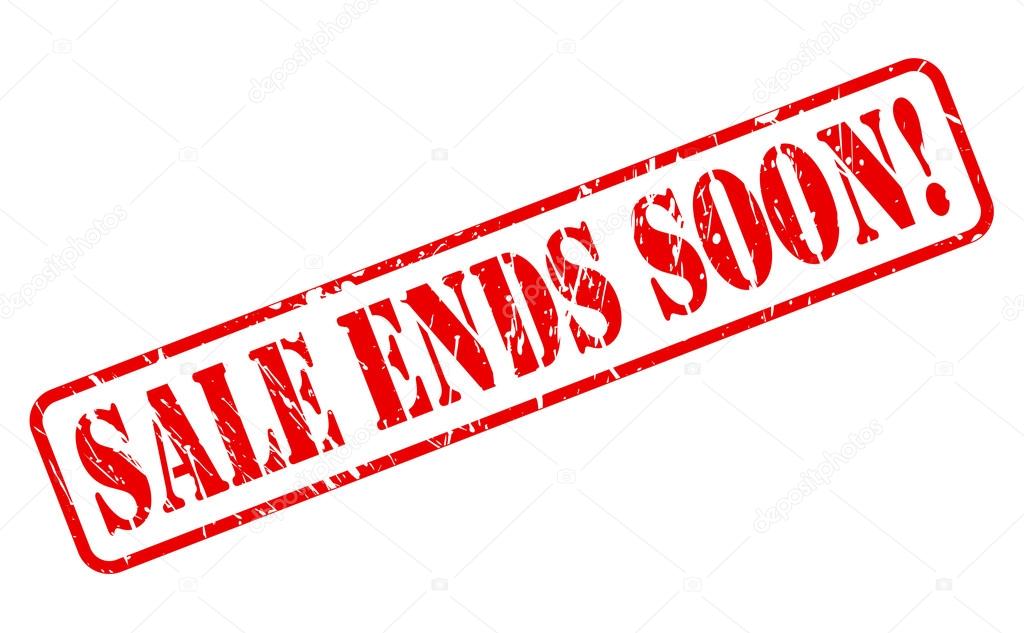 Sale ends soon red stamp text on white