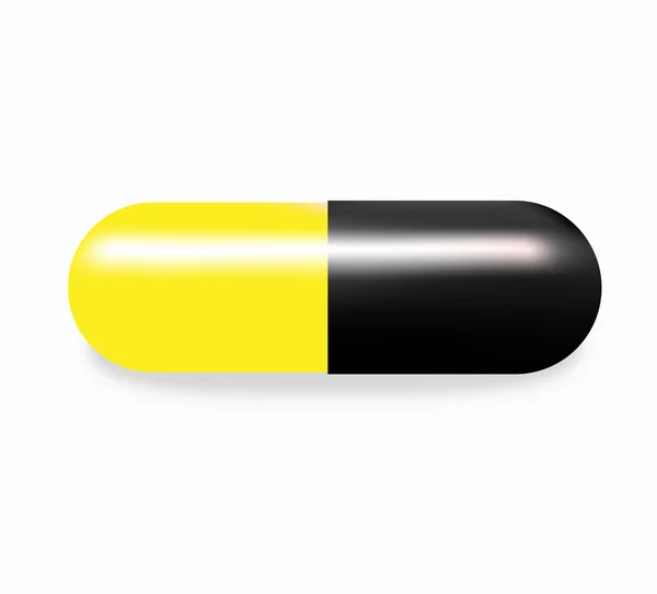 Sárga és fekete kapszula gyógyszer — Stock Vector