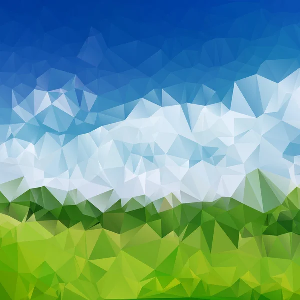 Ciel bleu abstrait et polygone d'herbe verte — Image vectorielle