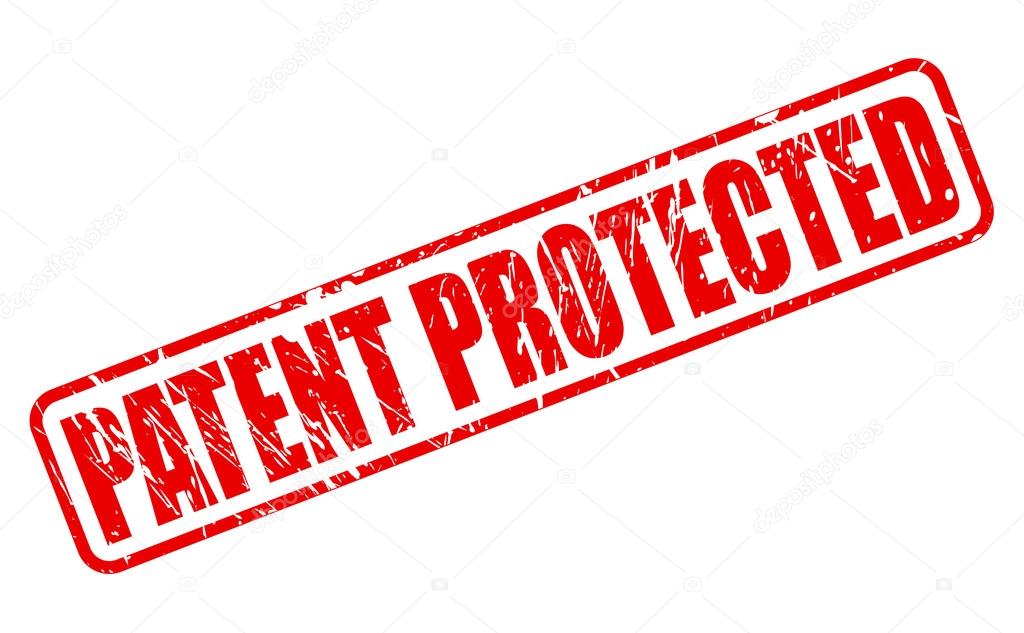 PATENT PROTECTED red rubber stamp text