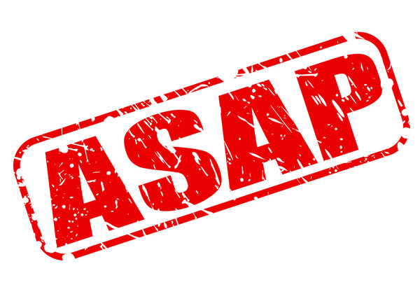 Текст красной печати ASAP
