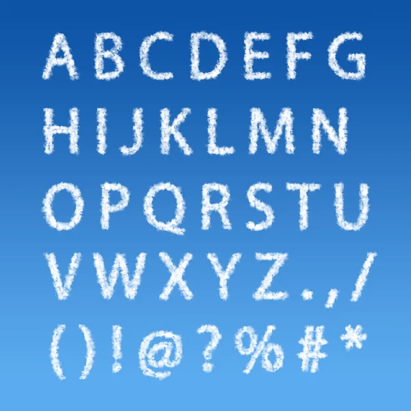 English alphabet from clouds on blue sky — Stock Photo, Image