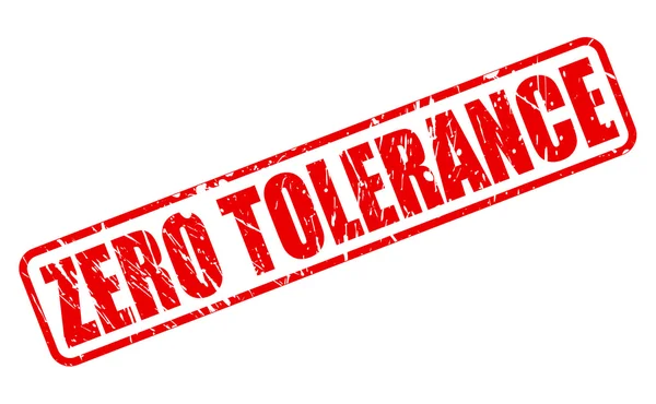 ZERO TOLERANCE timbro rosso testo — Vettoriale Stock