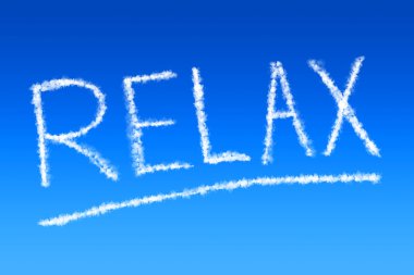 Relax Cloud Text on a Blue Sky  clipart