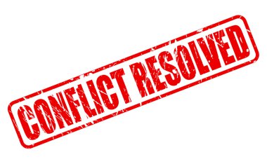 Çakışma çözüldü kırmızı damga metni