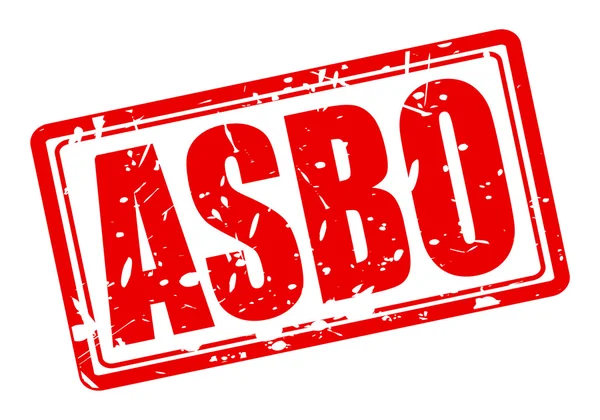 Texto del sello rojo ASBO en blanco — Archivo Imágenes Vectoriales