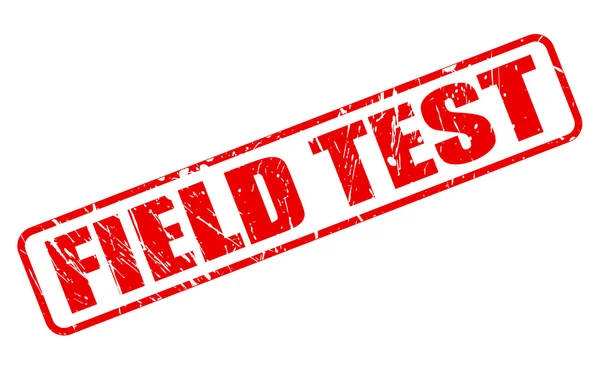 Veldtest rode stempel tekst — Stockvector