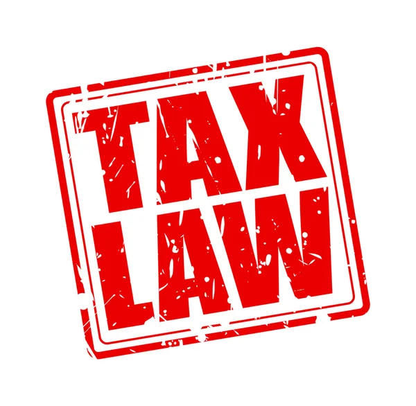 Vergi Hukuku kırmızı damga metni — Stok Vektör