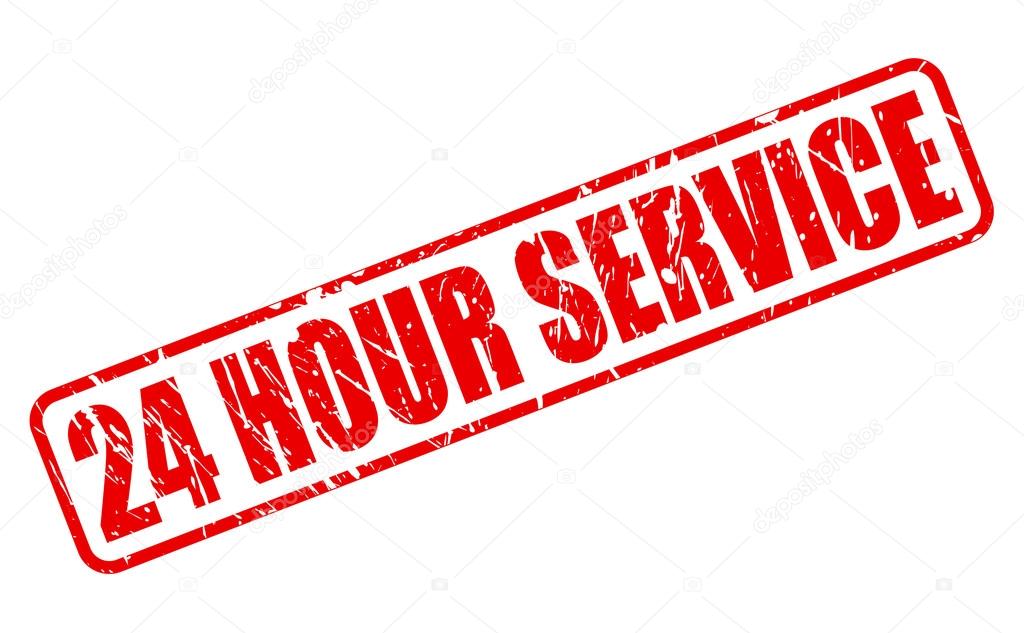 24 HOUR SERVICE red stamp text