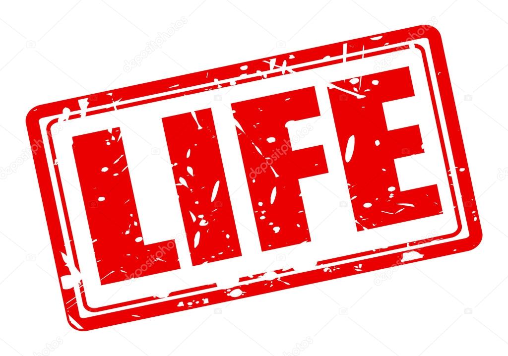 LIFE red stamp text