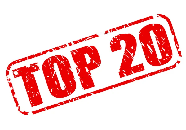 TOP 20 texto carimbo vermelho — Vetor de Stock