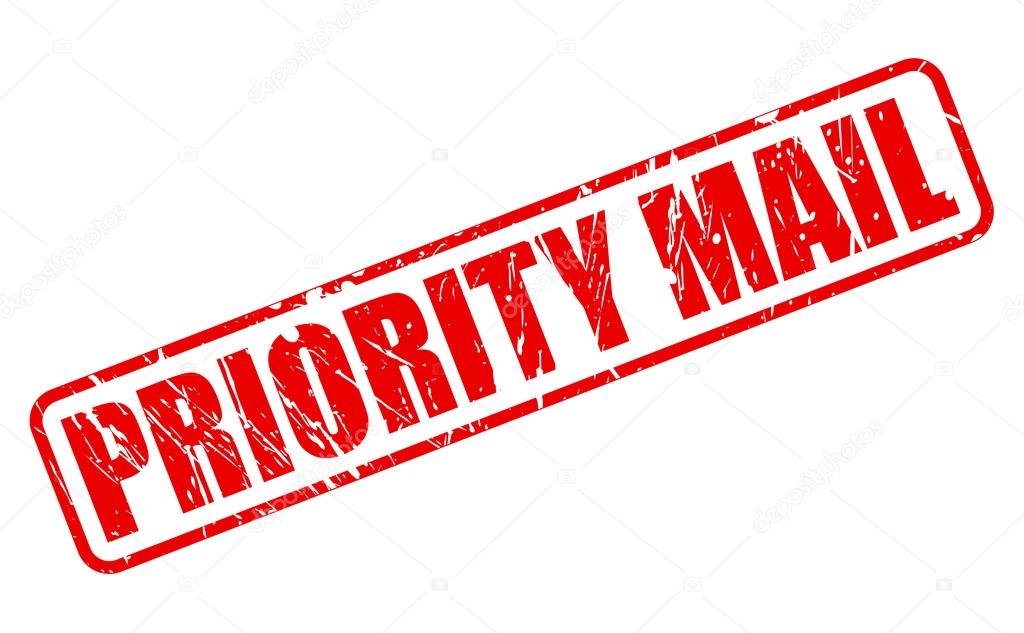 PRIORITY MAIL red stamp text