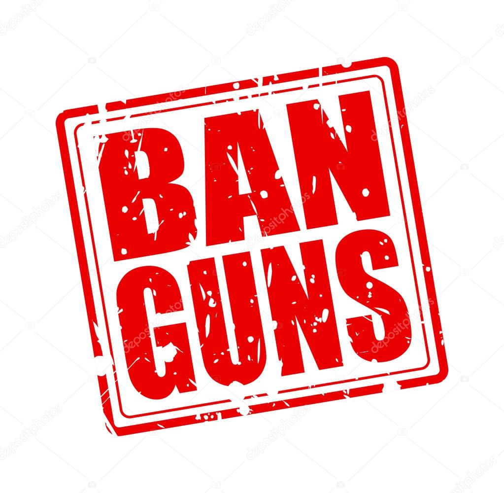 BAN GUNS red stamp text