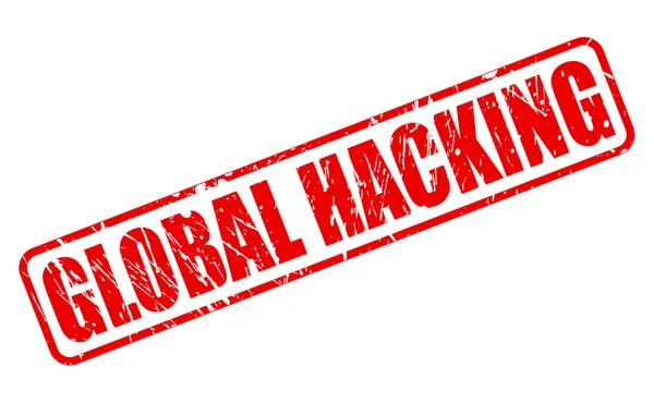 Global Hacking rode stempel tekst — Stockvector