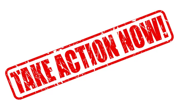 TAKE ACTION NOW red stamp text — Stock Vector