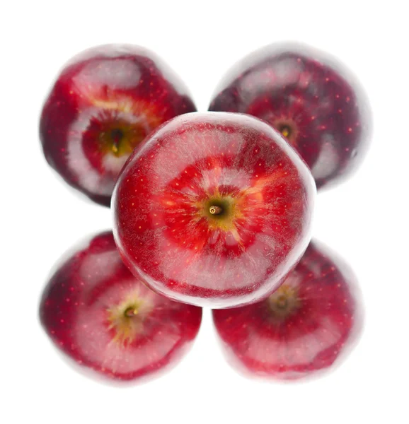 Vue de dessus des pommes rouges sur blanc — Photo