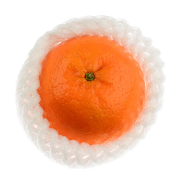 橙色与白色衬底上的白色泡沫净保护 — 图库照片