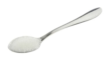 Kaşık dolusu beyaz izole beyaz şeker
