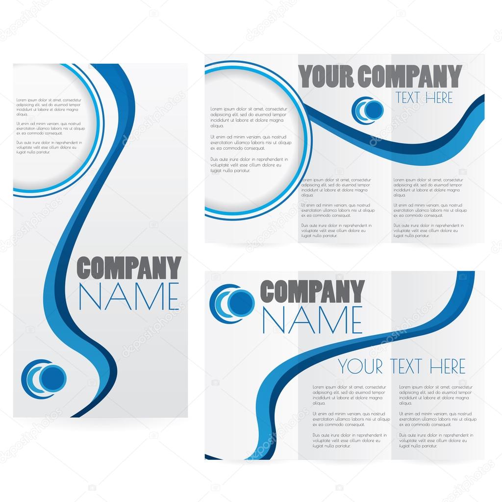 Abstract flat folded brochure design style blue template