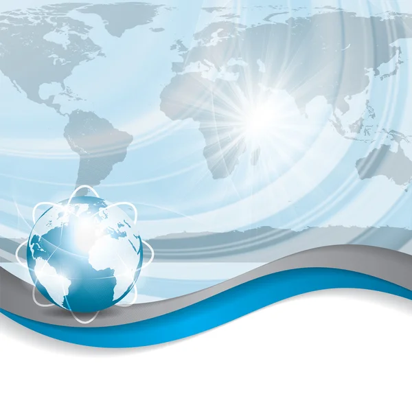 商业矢量蓝色银色背景全球概念 — 图库矢量图片