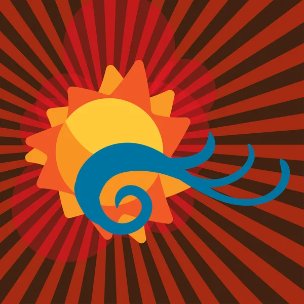 オレンジ色の背景太陽アイコン ベクトル図 — ストックベクタ
