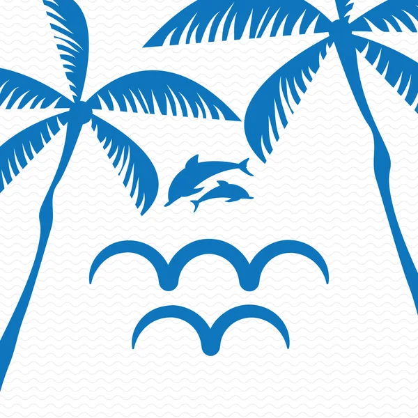 Verano tropical azul blanco plano diseño — Vector de stock