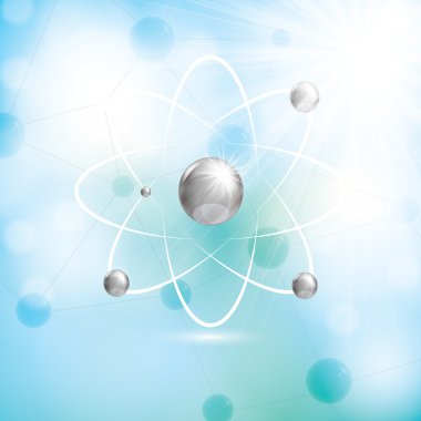 Atom molekül mavi renk arka plan