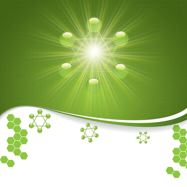 Abstrait molécule vert couleurs fond — Image vectorielle