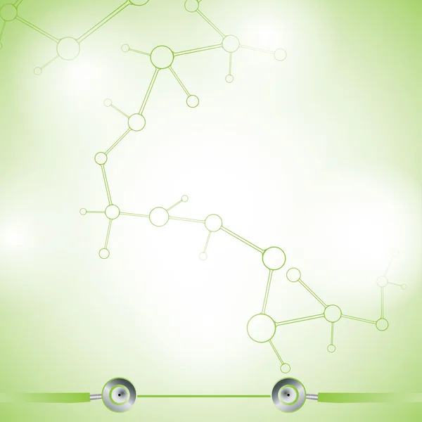 抽象的な分子グリーン色の背景 — ストックベクタ