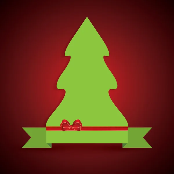 Ilustración creativa de un árbol de Navidad verde en cinta — Vector de stock