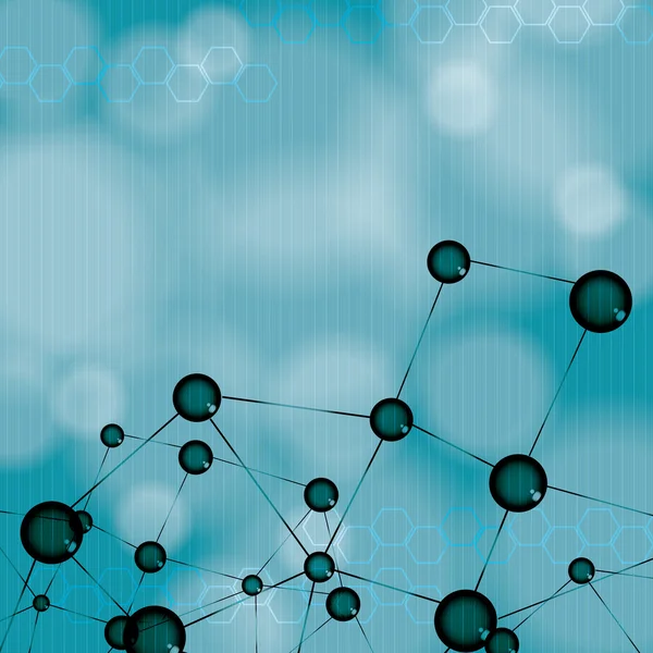 抽象的な分子 3 d 緑の青色の背景色 — ストックベクタ