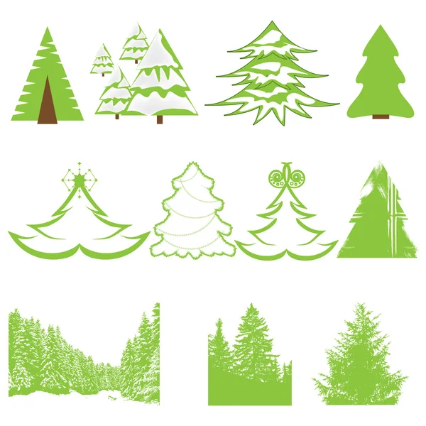 Set of Christmas winter pine tree — Stock Vector