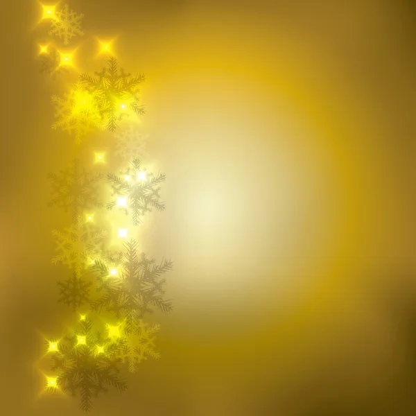 Abstract winter golden snowflakes background — Stock Vector