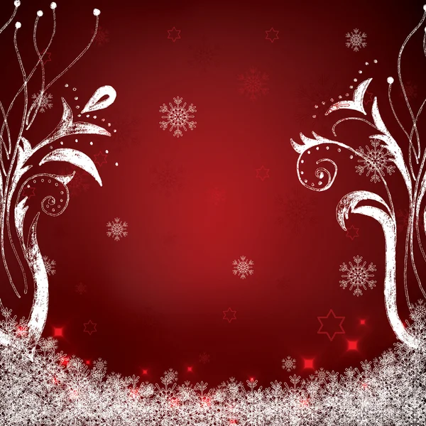 Abstract winter red snowflakes background — Stock Vector