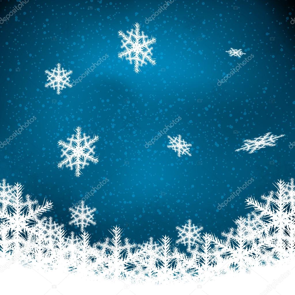 Abstract winter blue snowflakes background 