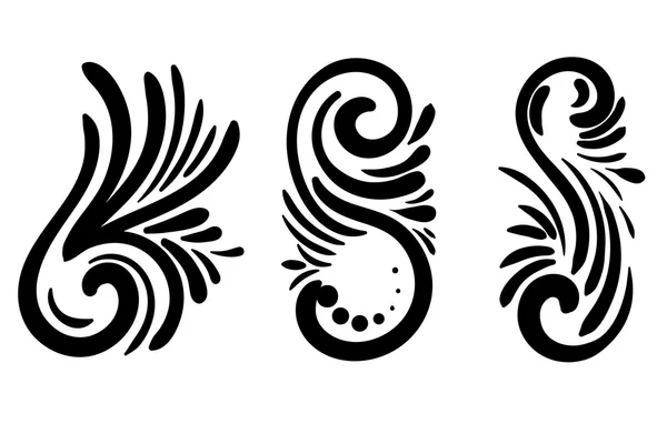 Hand drawn vector swirl flower elements — Stock Vector
