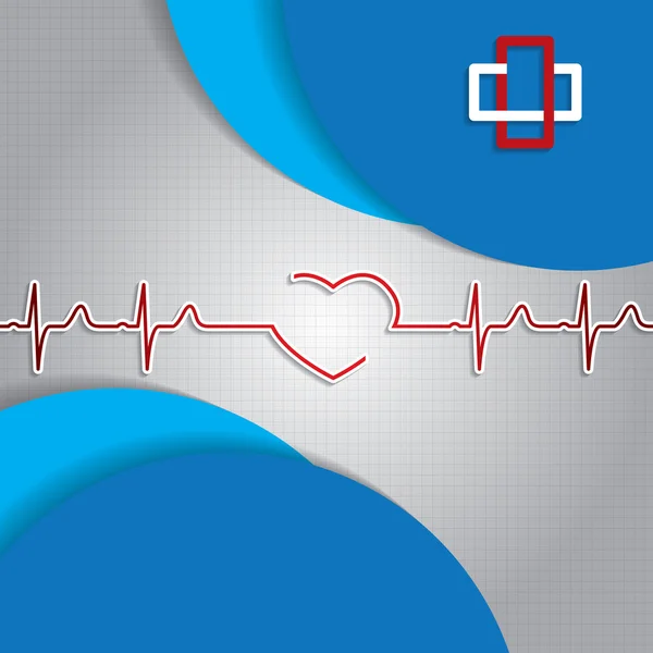 Abstract medical heartbeat sign blue background — Stock Vector