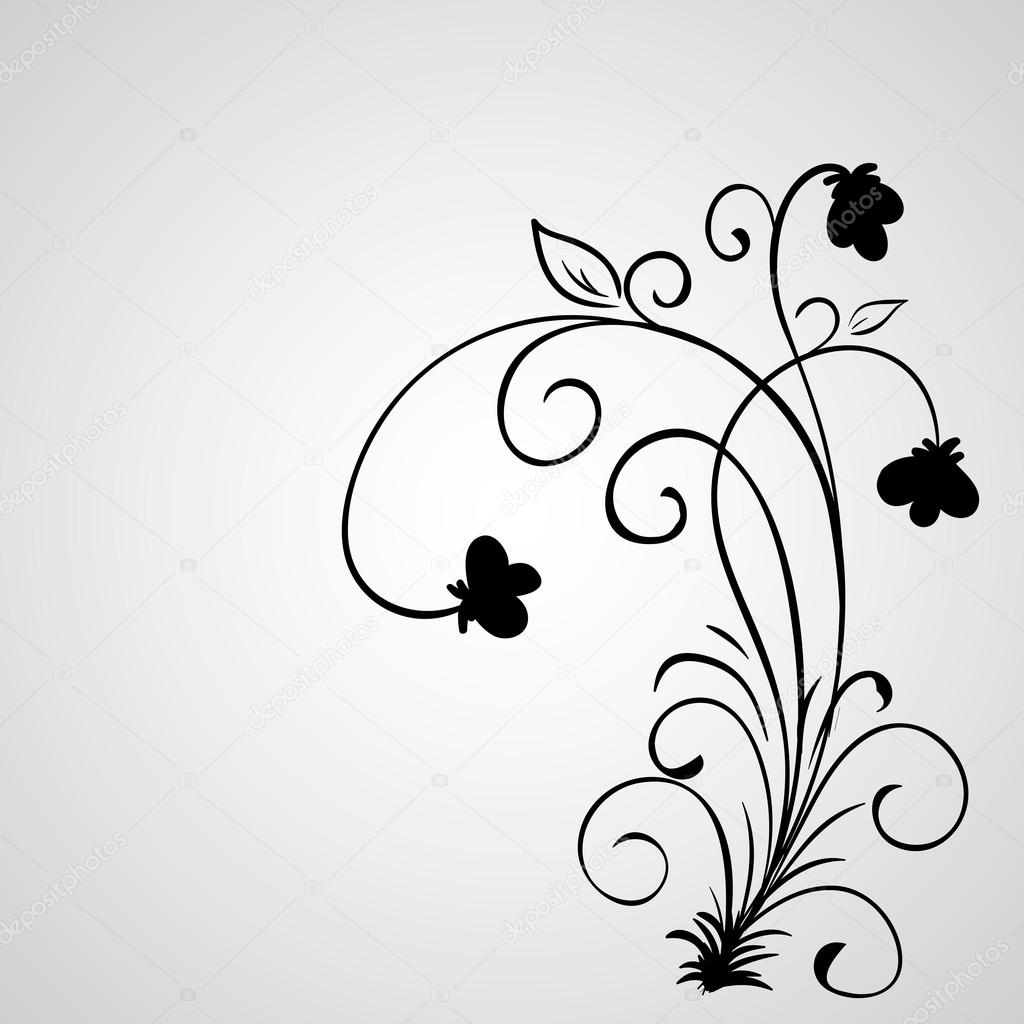 Hand drawn vector swirl flower elements