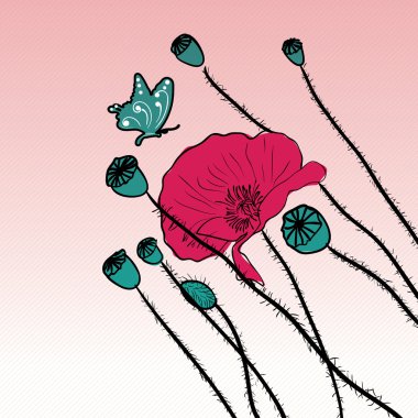 Soyut vektör çiçek köpek yavrusu arka plan