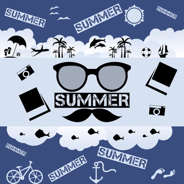 Retro summer vector flat illustration — Stock Vector